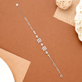 Square Floral White Stone Silver Bracelet