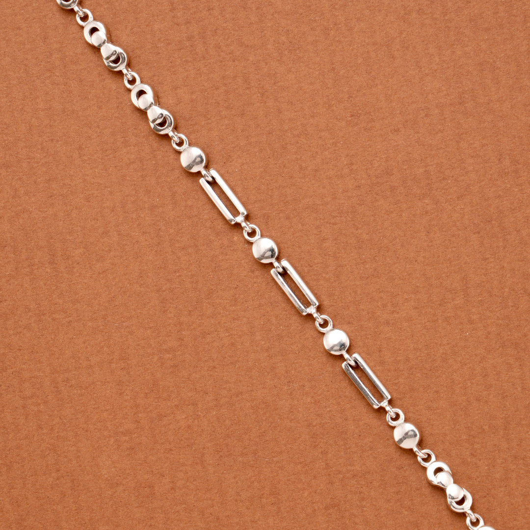 Stylish Rectangular Link Women Silver Bracelet