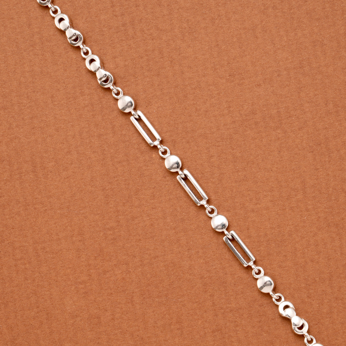 Stylish Rectangular Link Women Silver Bracelet