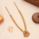 Multi Layer Chain with Ruby Peacock Golden Necklace Set