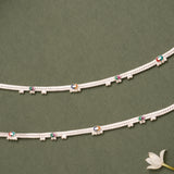 Thin and Simple Oval Enamel Silver Anklet