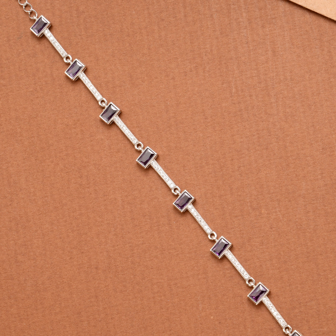 Vibrant Violet Stone Silver Women’s Bracelet