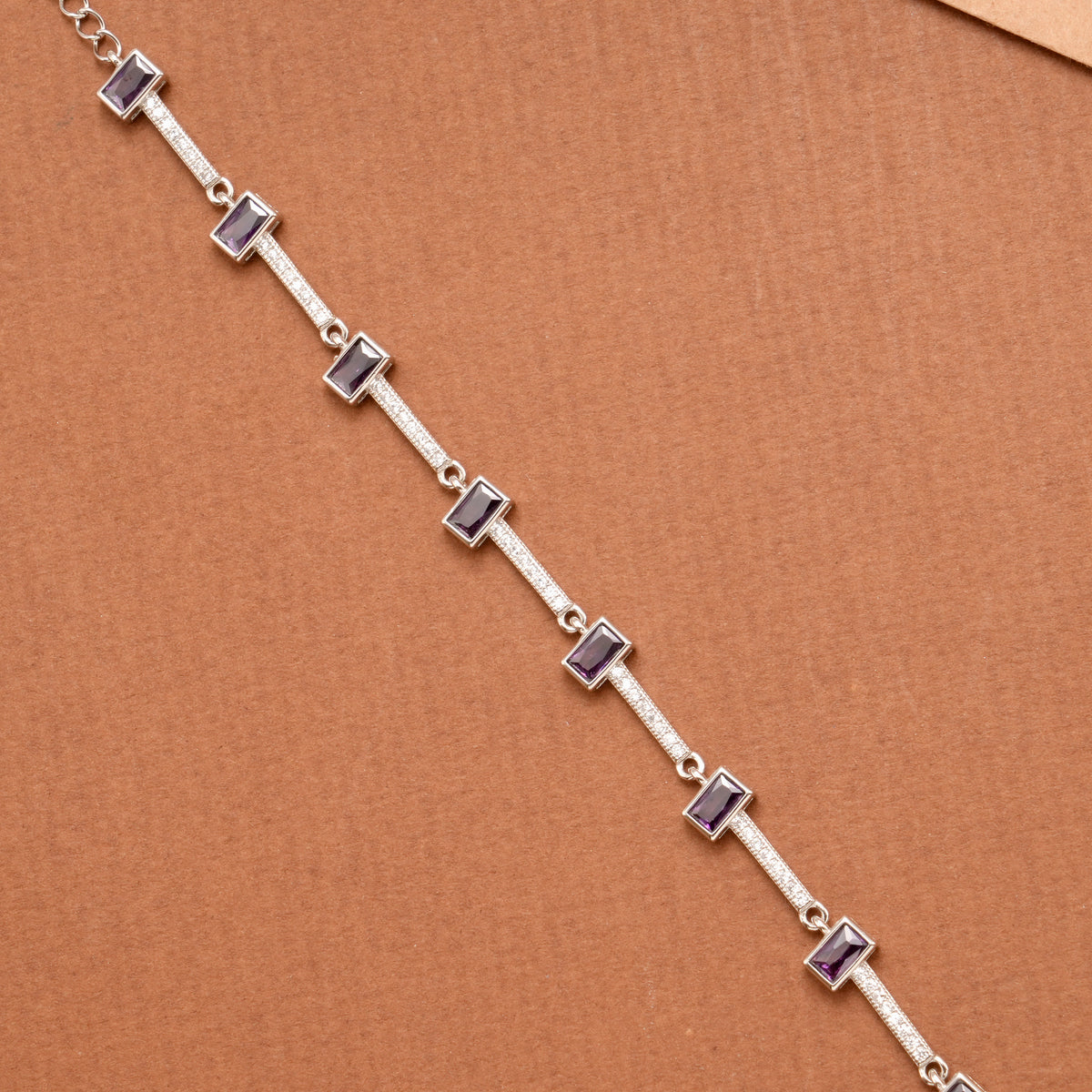 Vibrant Violet Stone Silver Women’s Bracelet