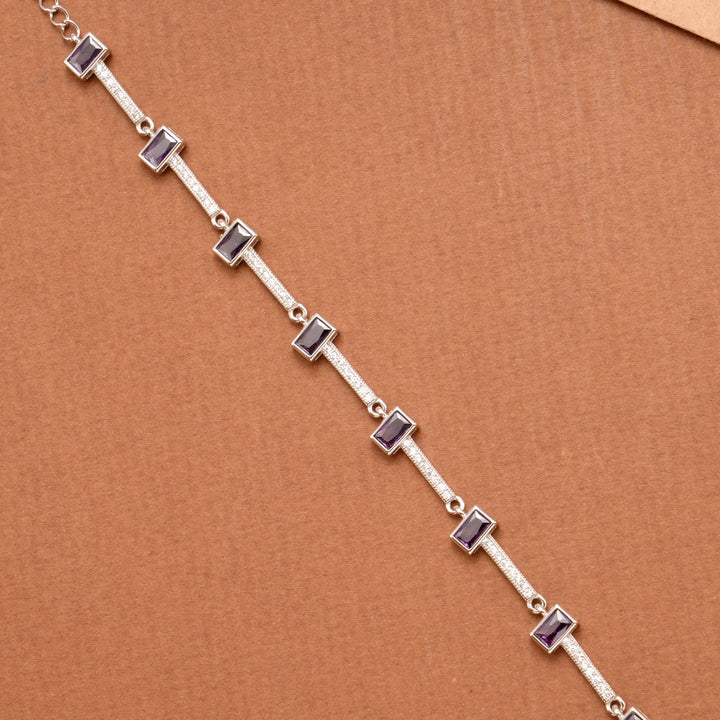 Vibrant Violet Stone Silver Women’s Bracelet