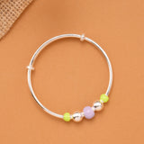 Neon Green & Lavender Bead Baby Silver Bangle