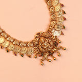 Gold Plated Silver Antique Lakshmi Kasu Mala Haram with Coin Chain