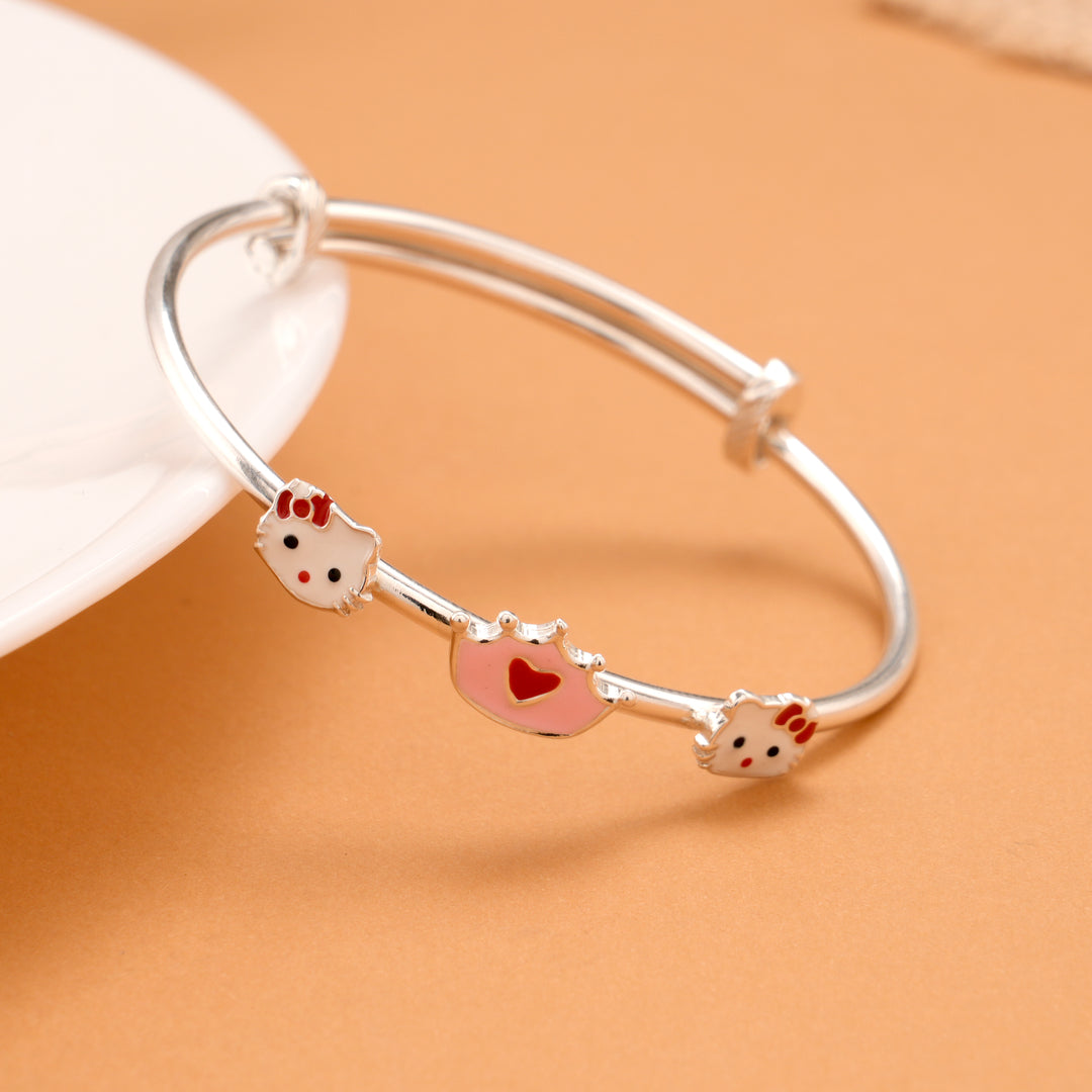 Minimal Crown Enamel Silver Baby Bangle