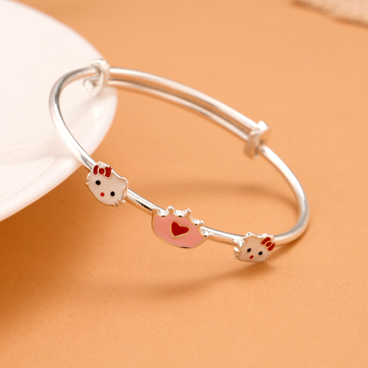 Minimal Crown Enamel Silver Baby Bangle