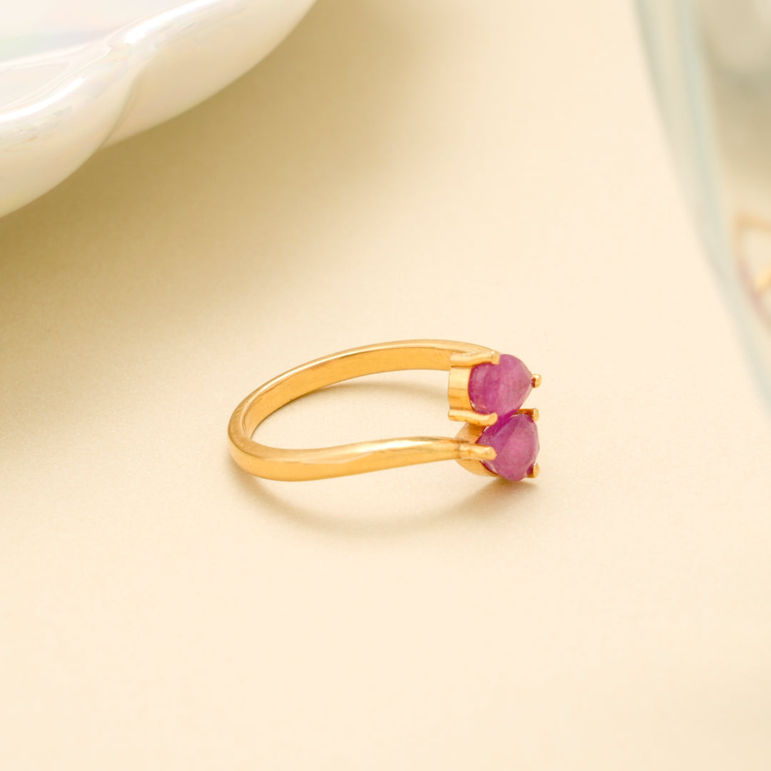 Twin Gemstone Gold Ring