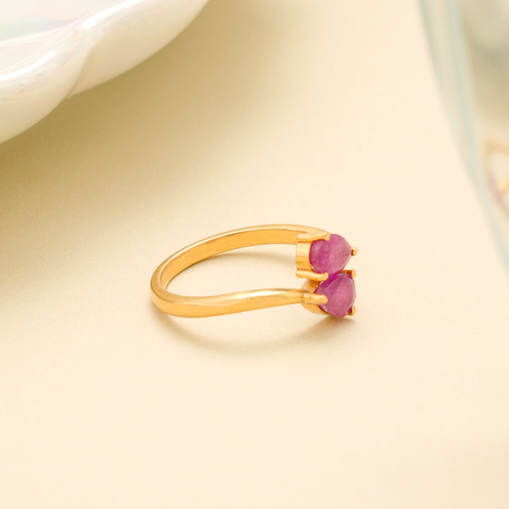 Twin Gemstone Gold Ring