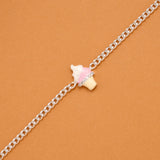Pink Ice Cream Cup Cake Silver Baby Bracelet