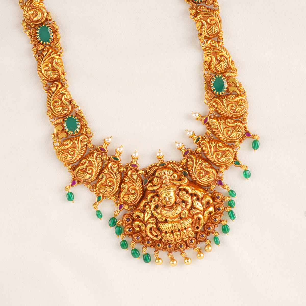 Emerald Lakshmi with Drops Nagas Haram