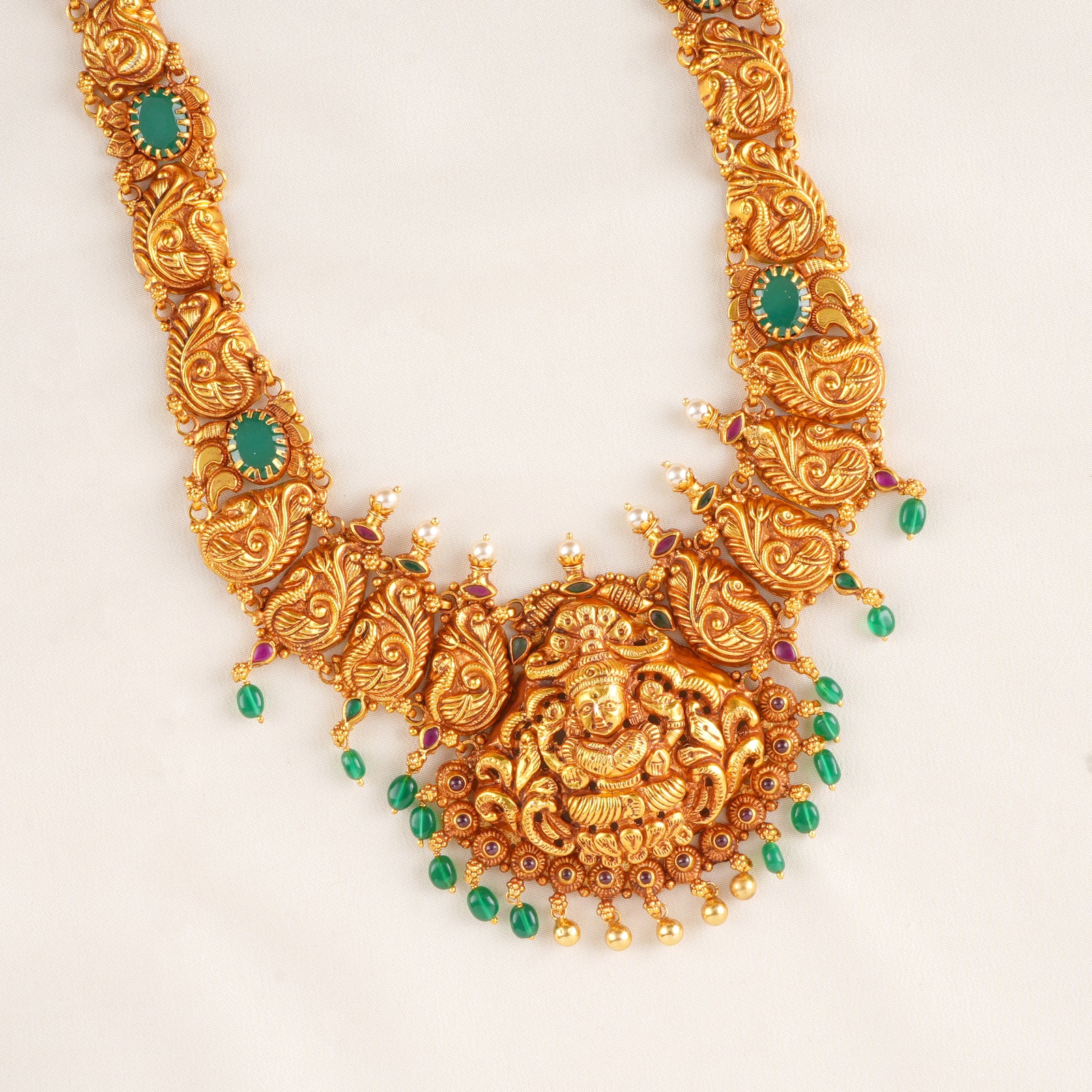 Emerald Lakshmi with Drops Nagas Haram