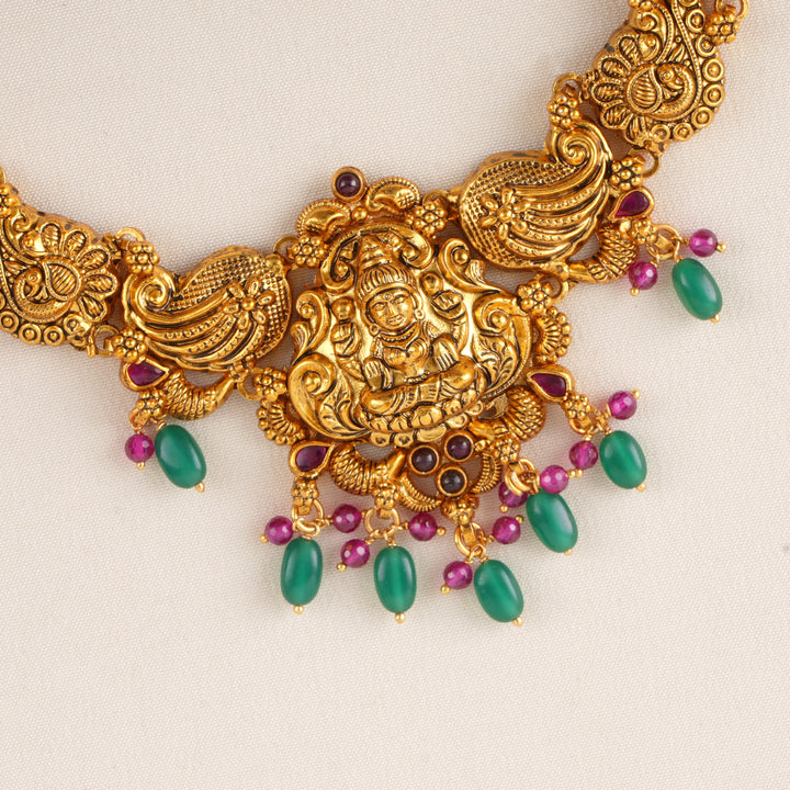 Antique Lakshmi with Peacock Design Necklace