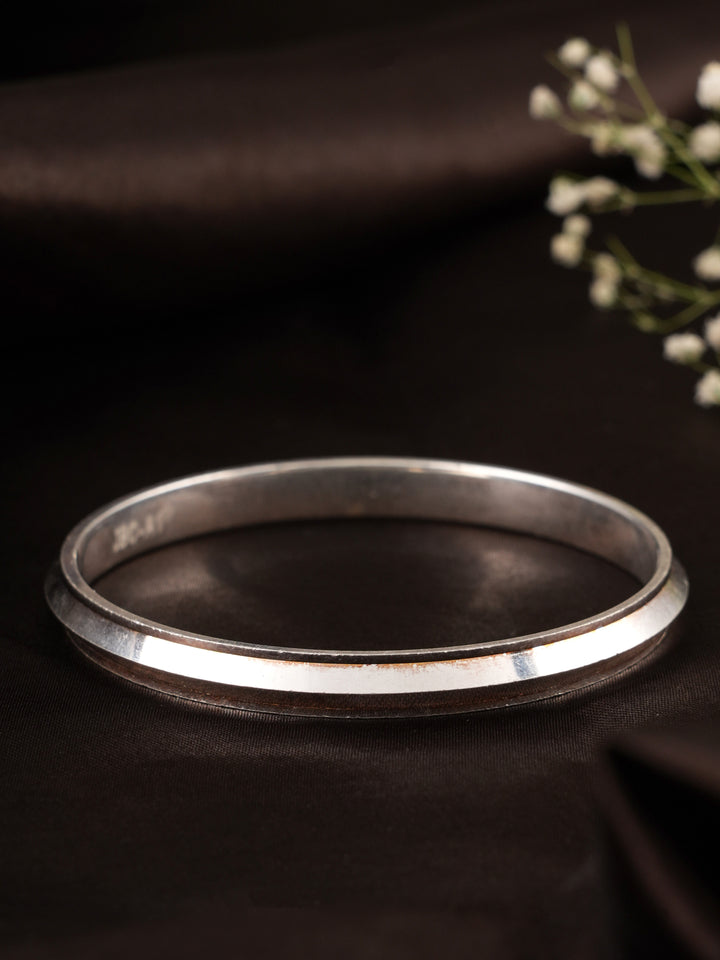 V Cut Plain Silver Kada for Men