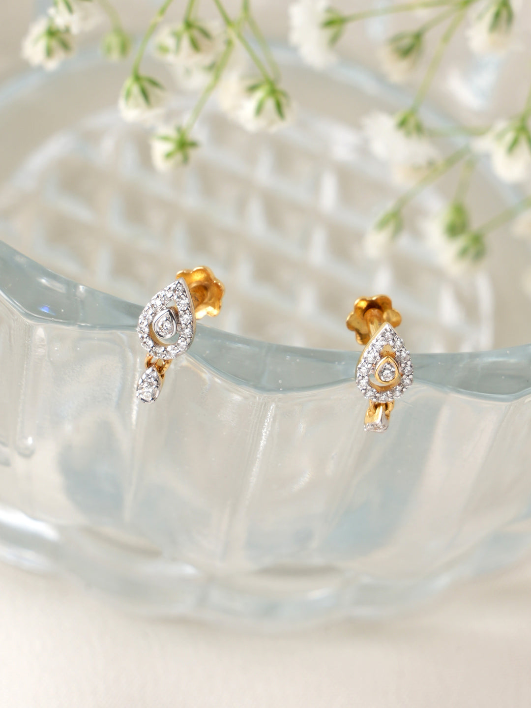 Whispering Shine Drop Diamond  Studs