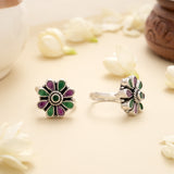 Classic Petal Stone Antique Toe Ring
