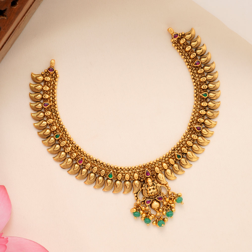 Mango Leaf Antique Lakshmi Necklace