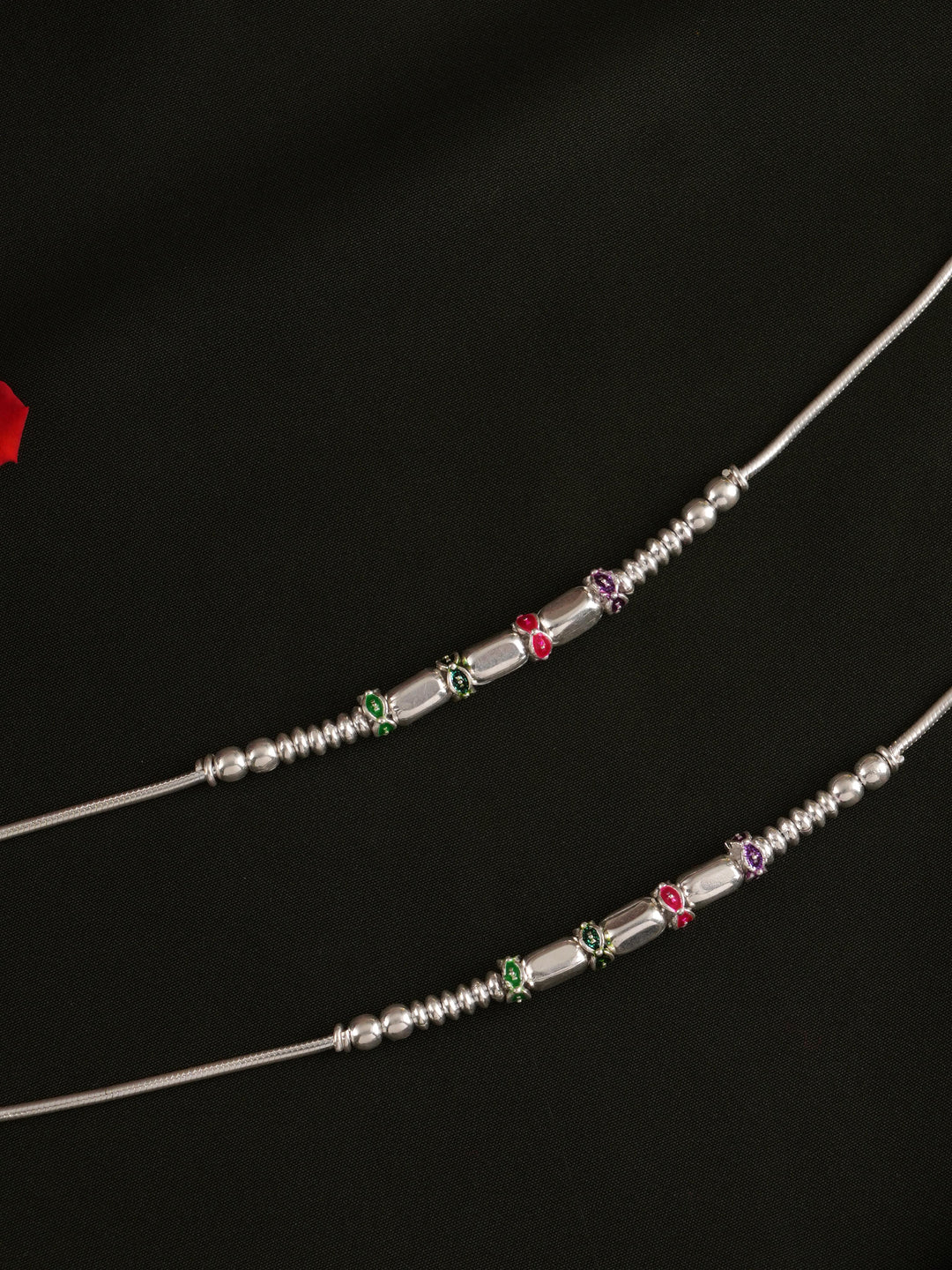 Silver Rectangle Ball Design Anklet