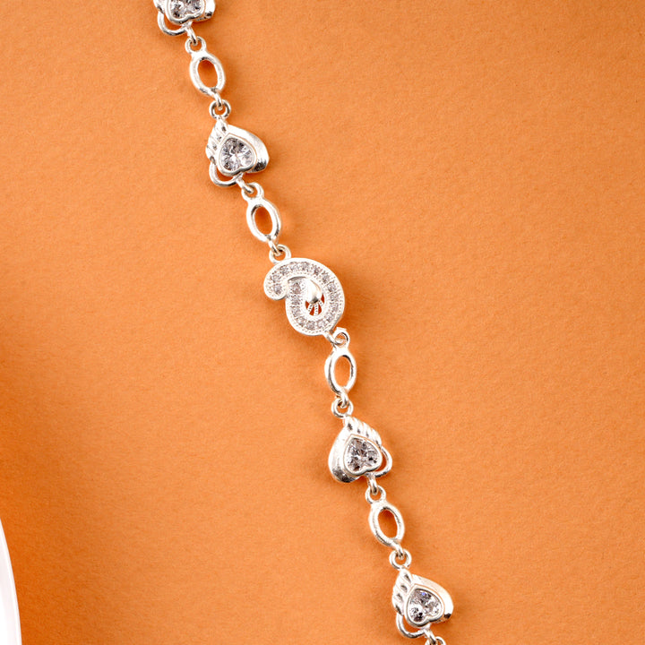 Silver Zircon Heart Women's Bracelet