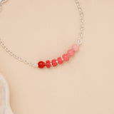 Red Gradient Beaded Baby Silver Bracelet
