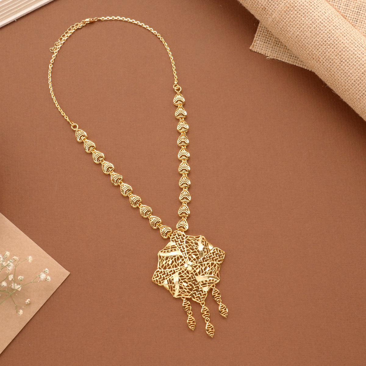 Blossom Floral Casting Golden Necklace Set