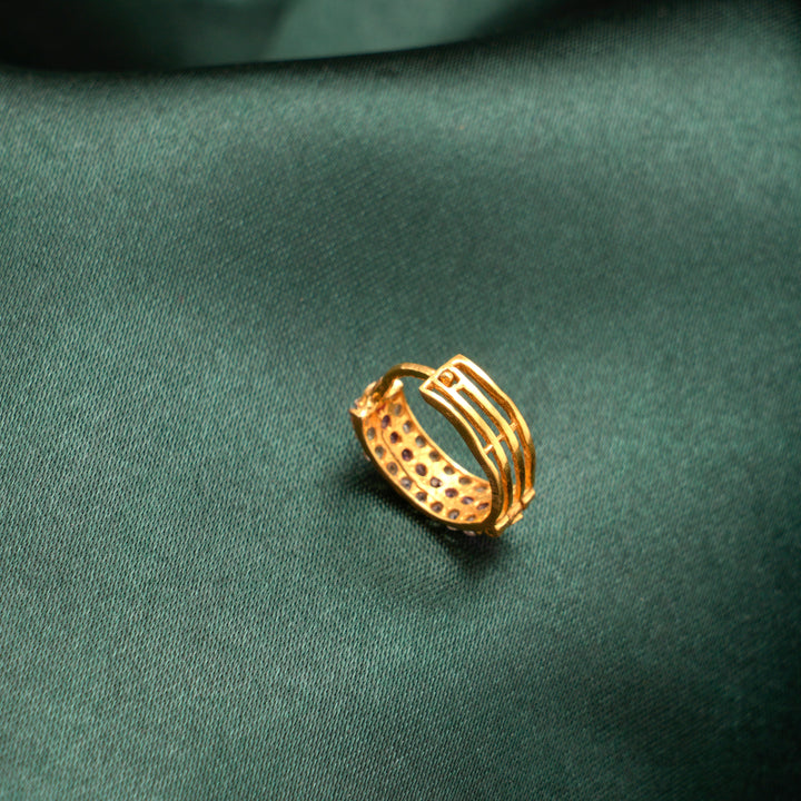 Ruby Stone Clip Hoop Single Gold Stud