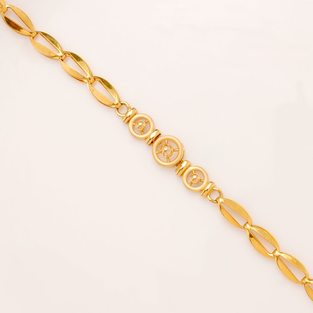 Floral Triple Link Pattern Gold Bracelet for Women