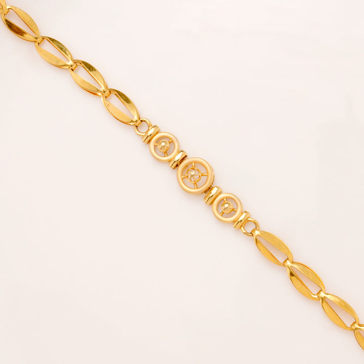 Floral Triple Link Pattern Gold Bracelet for Women