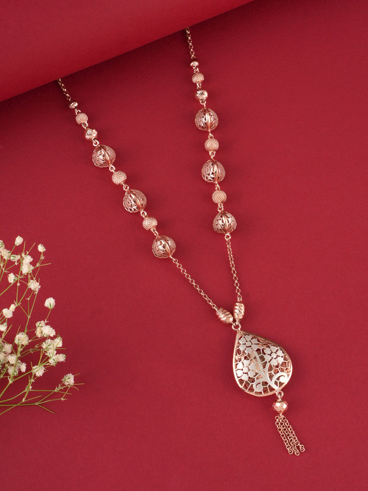 Rose Gold Silver Drop Shaped Necklace Set