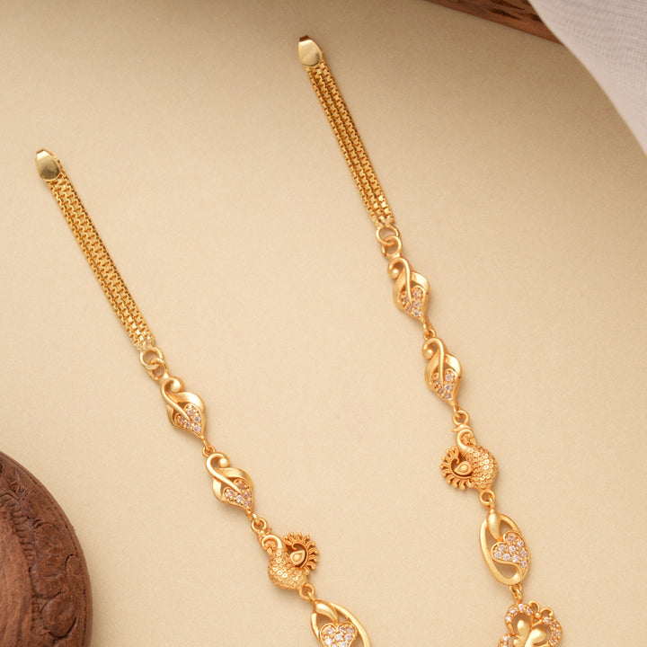 Intricate Temple Lakshmi Design Golden Necklace