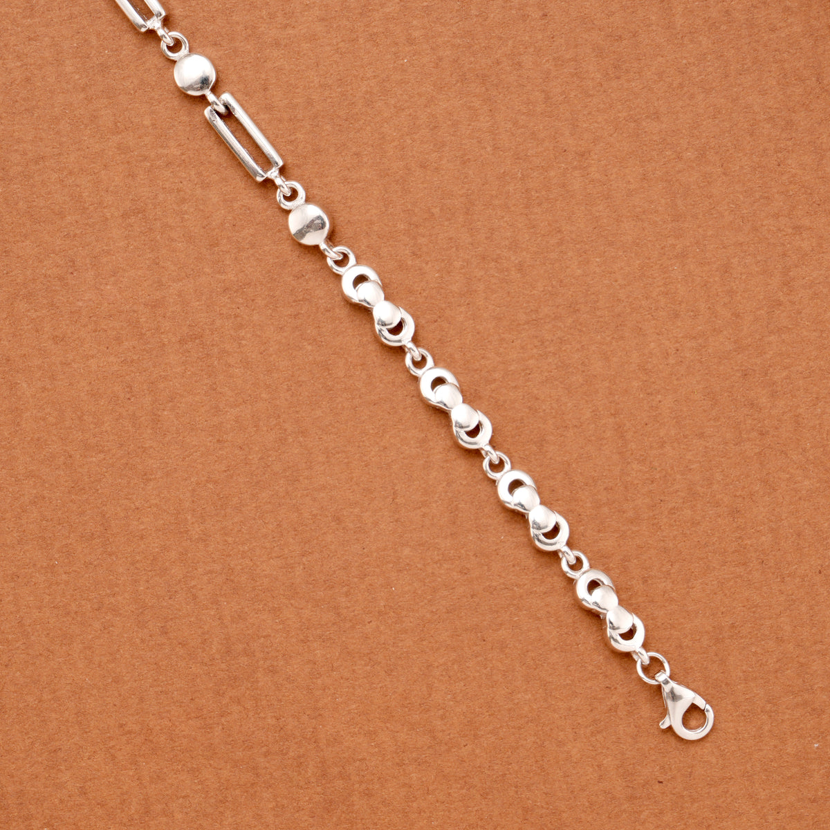 Stylish Rectangular Link Women Silver Bracelet