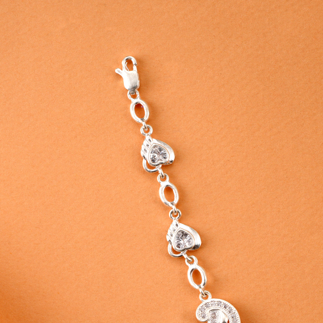Silver Zircon Heart Women's Bracelet