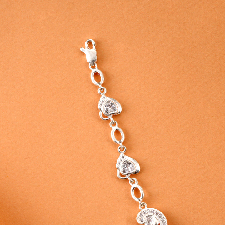 Silver Zircon Heart Women's Bracelet