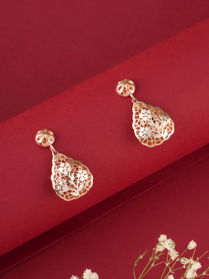 Rose Gold Silver Drop Shaped Necklace Set