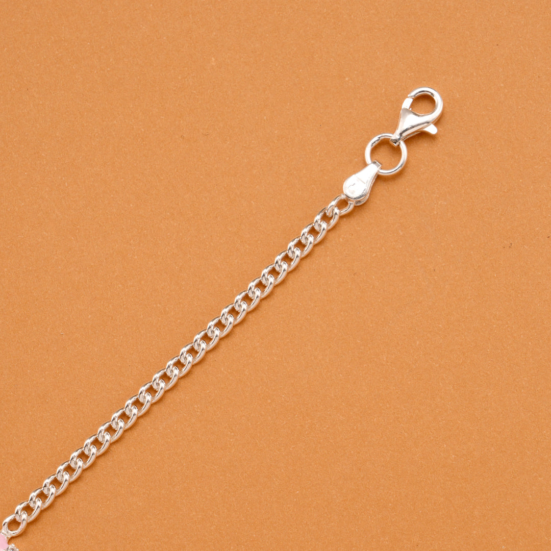 Pink Ice Cream Cup Cake Silver Baby Bracelet