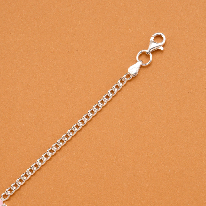 Pink Ice Cream Cup Cake Silver Baby Bracelet