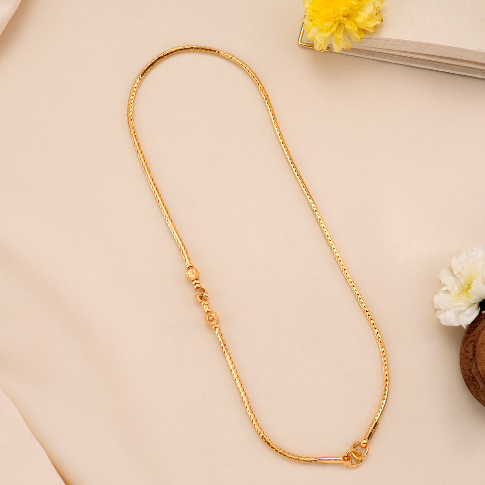 Elegant Gold Plated Bead Mugappu Chain