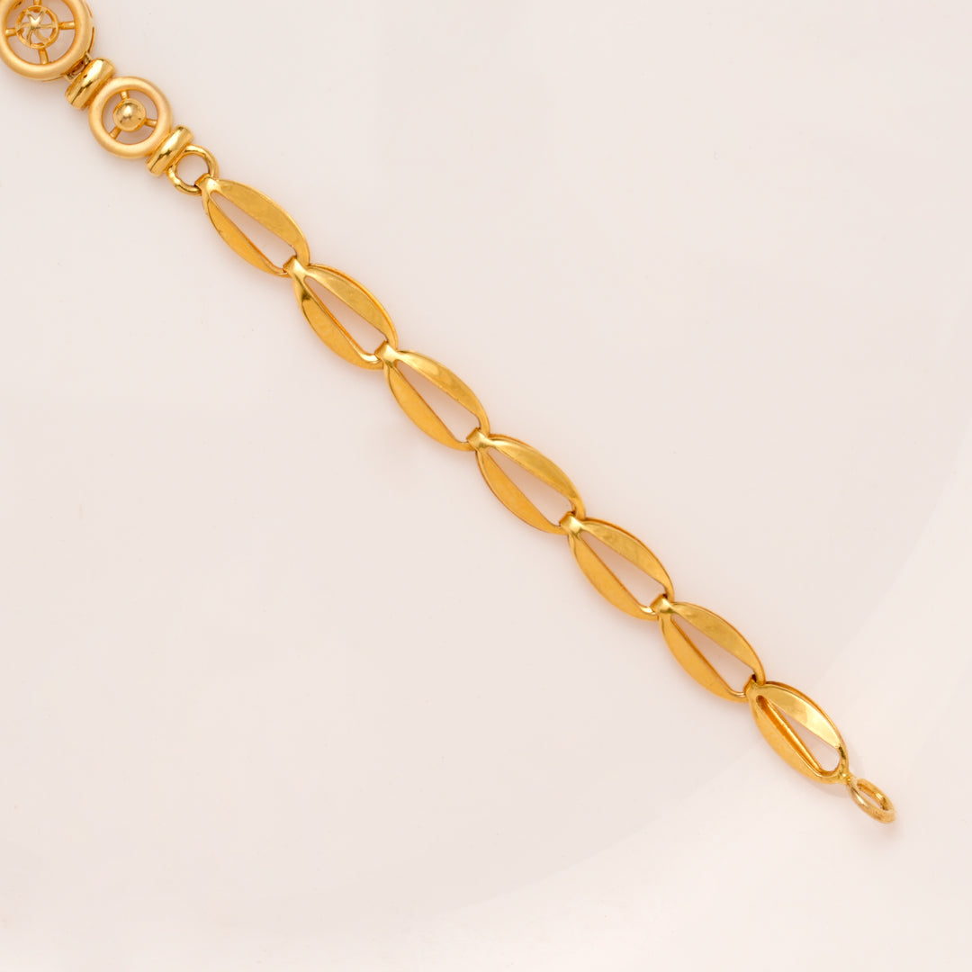 Floral Triple Link Pattern Gold Bracelet for Women
