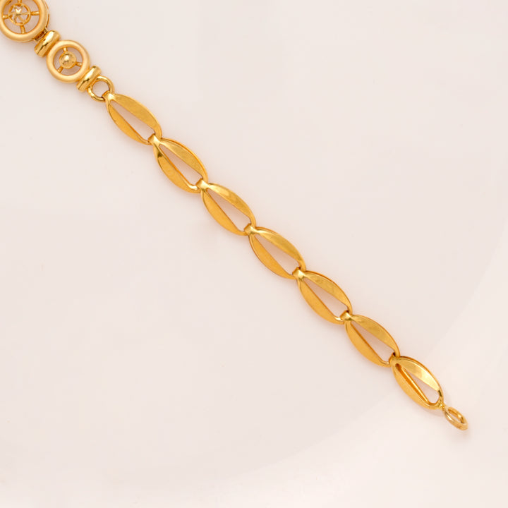 Floral Triple Link Pattern Gold Bracelet for Women
