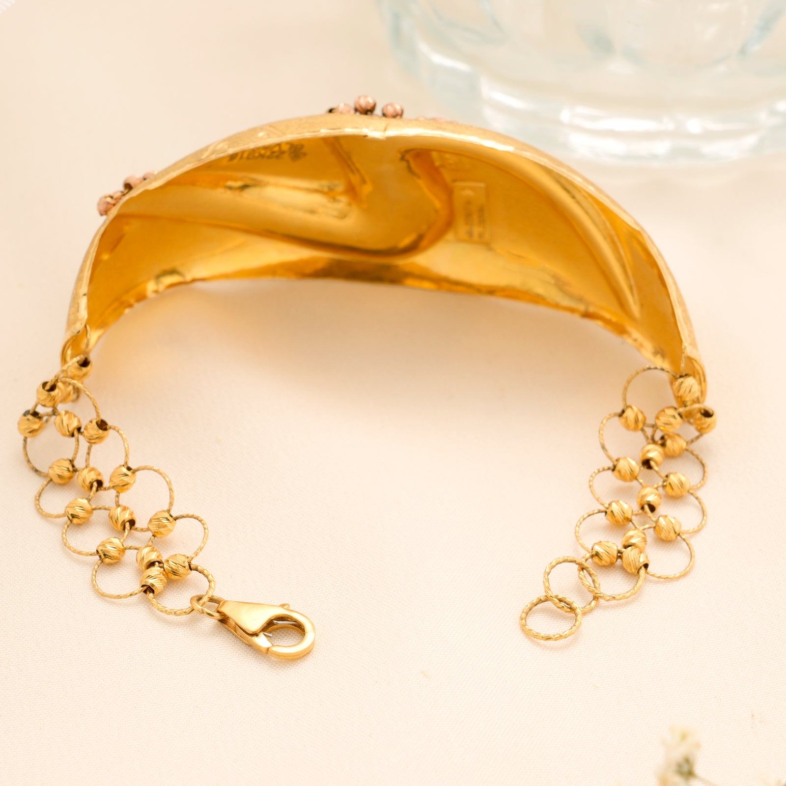 Two Tone Beaded Women's Gold Kada