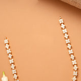 Blossom Tear Drop Ruby White Stone Golden Necklace