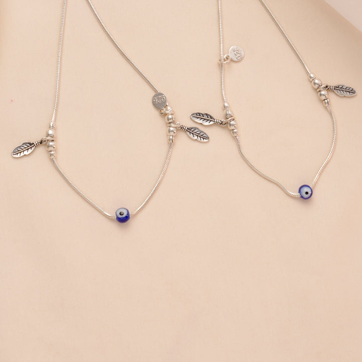 Nature Leaf Design Silver Anklet