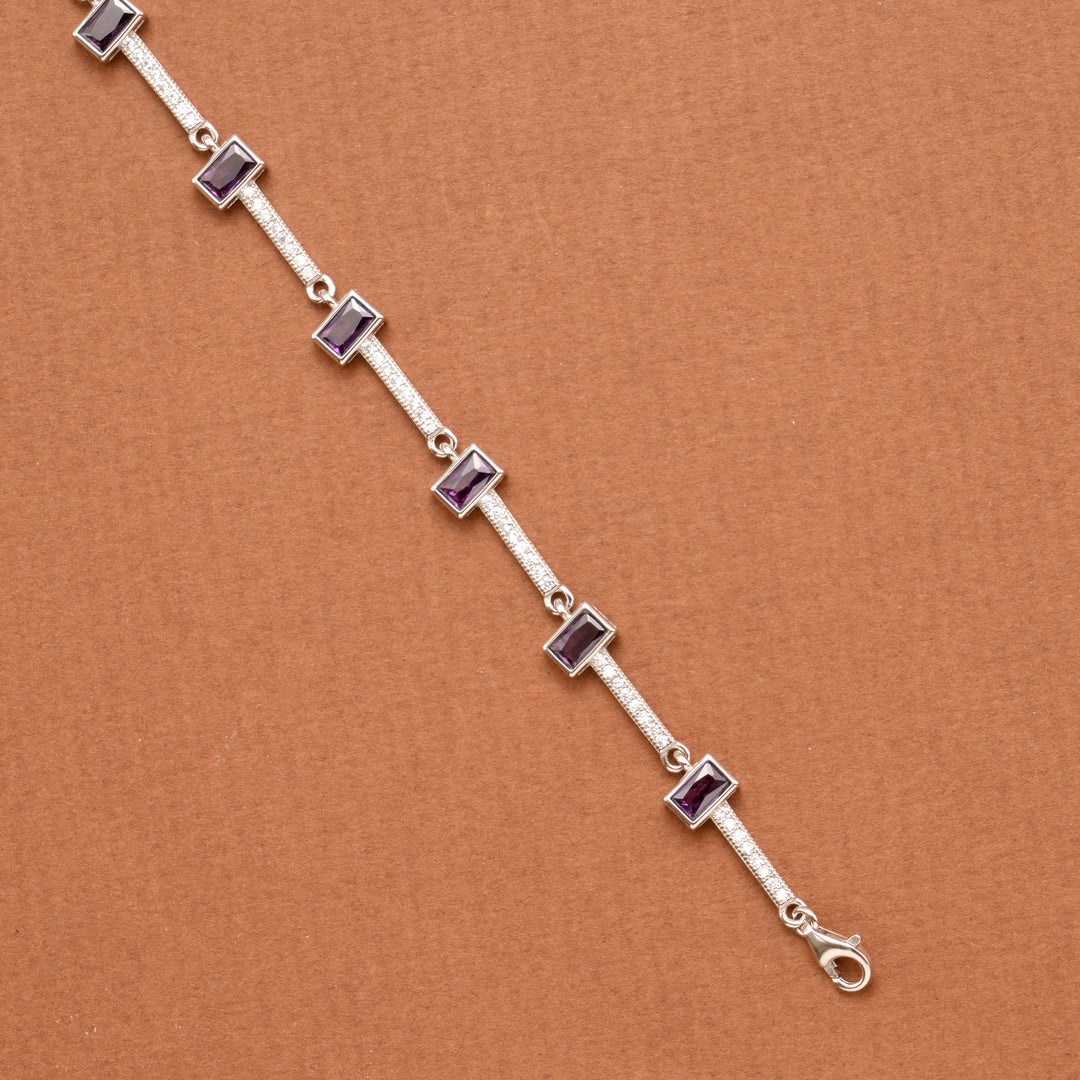 Vibrant Violet Stone Silver Women’s Bracelet