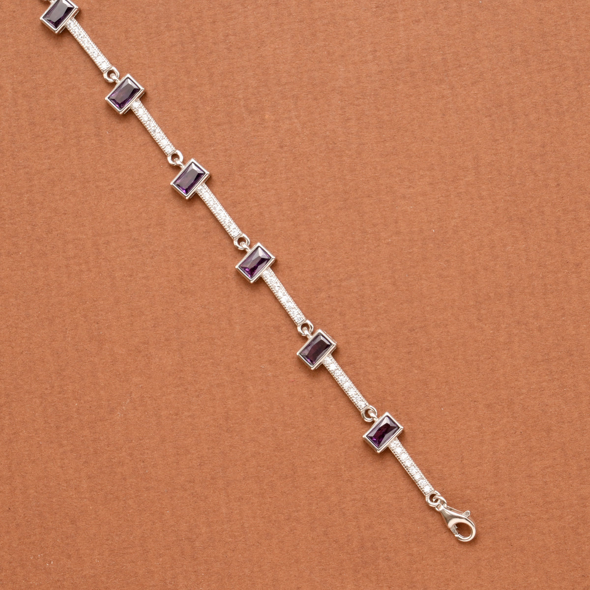 Vibrant Violet Stone Silver Women’s Bracelet