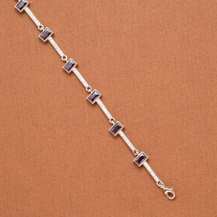 Vibrant Violet Stone Silver Women’s Bracelet