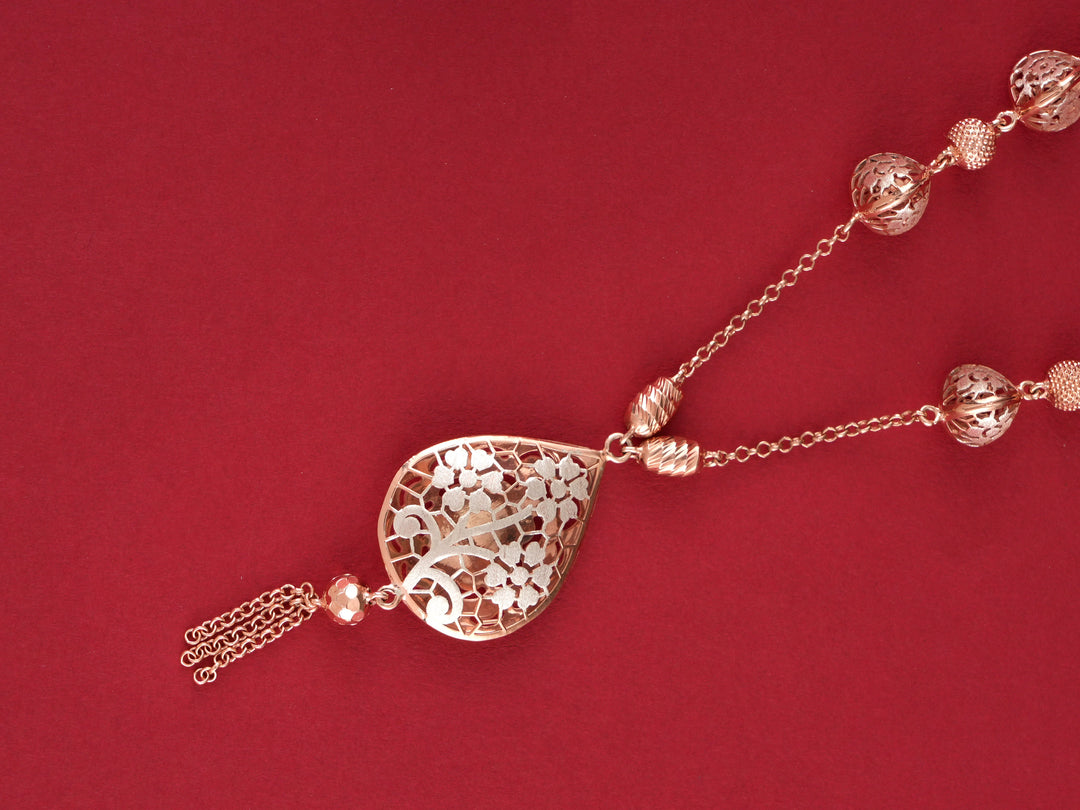 Rose Gold Silver Drop Shaped Necklace Set