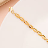 Floral Triple Link Pattern Gold Bracelet for Women