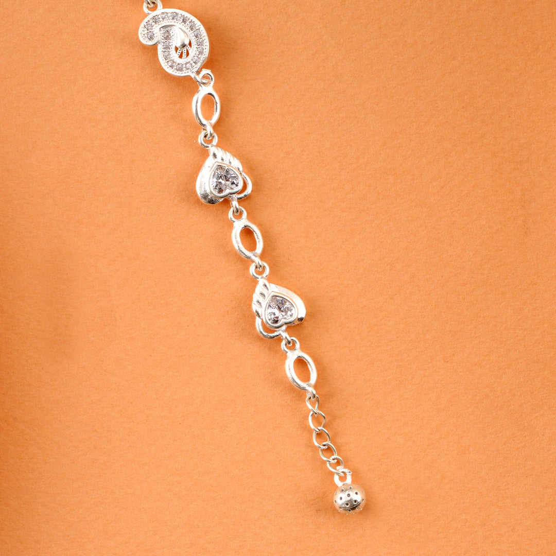 Silver Zircon Heart Women's Bracelet