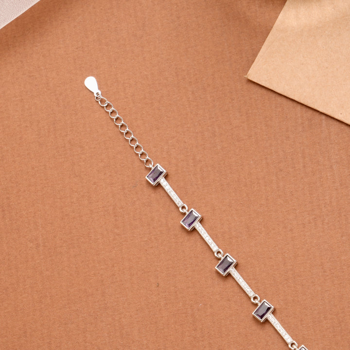 Vibrant Violet Stone Silver Women’s Bracelet